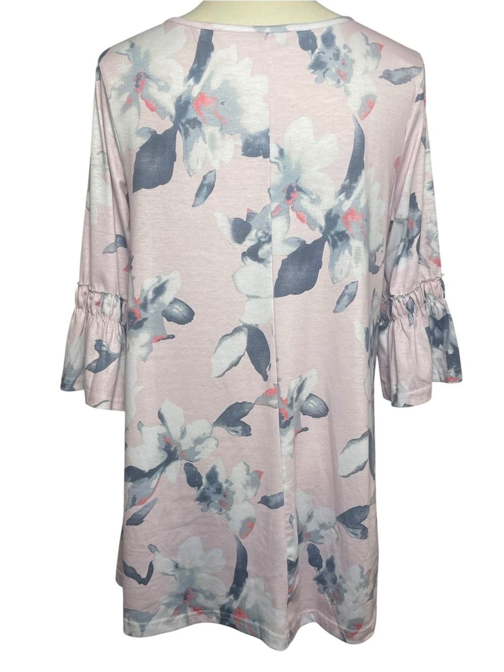 Women's Pink Floral Ruffle Sleeve Top - Picture 4 of 6
